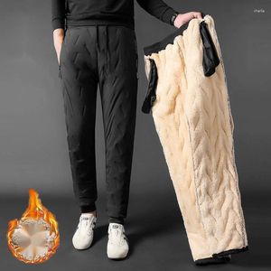 Calças masculinas de alta qualidade inverno para homens oversize grosso quente térmico forrado velo frio resistente moda corredores casuais
