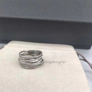 Rings Dy Twisted Two-Color Cross Ring Women Fashion Platinum Plated Black Thai Silver Hot Designer Jewelry Woman Luxury Diamond Wedding Gift Vintage To Do Old W23 8442