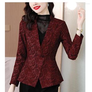 Damenjacken 2023 Blazer Mantel Mode Vintage Druck Langarm Koreanische Version Abnehmen und Reduzieren Alter Top