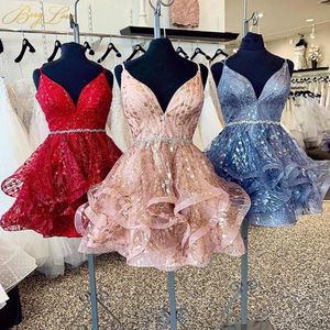 Berylove Homecoming Dresses 스파게티 스트랩 스파클 졸업식 드레스 미니 무릎 파티 드레스 무도회 칵테일 드레스 231227