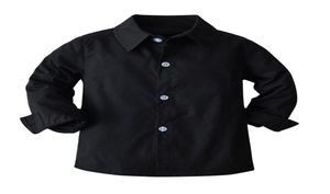 Primavera Autunno Camicie per neonato Camicia nera a maniche lunghe con risvolto Cardigan Camicia casual per bambini Camicette per gentiluomini Top per bambini Vestiti per ragazzi 22031619256