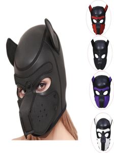 Filhote de cachorro brincar máscara de capuz de cachorro bdsm bondage brinquedo escravidão hap máscara fetiche capuz de pet breking role sexo para casais314o8450184