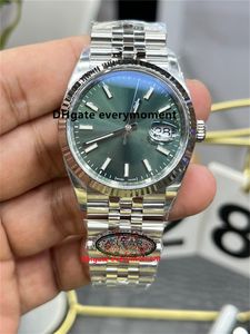 Luxury Date Watch 126334 41mm Green Dial Automatic Mechanical Men's Watches cal.3235 Movement CLEAR Factory Sapphire Mirror 904L Waterproof Wristwatches Real Photo