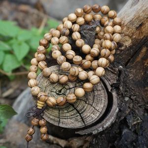 Armbänder 6mm / 8mm * 108 * Natürliche graue weiße Streifen Sandelholz lose Perlen Mala Perlen Japa Armband Schmuck Erkenntnisse DIY Zubehör