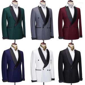 Abiti da uomo Eleganti da uomo 2 pezzi Moda Scialle Risvolto Blazer doppiopetto con pantaloni Party Prom Formale Sposo Smoking da sposa Slim Fit