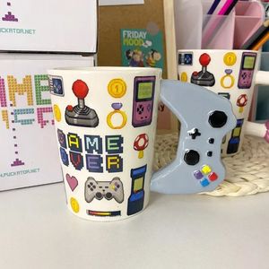 Handmade ceramic coffee cup 350ml 3D game controller style family breakfast milk cup Game player creative birthday gift cup 231227