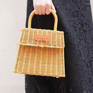 Abendtaschen Mode Rattan Box Frauen Handtaschen Designer Wicker Woven Lady Handgemachte Sommer Strand Stroh Tasche Bali Kleine Tote Geldbörse