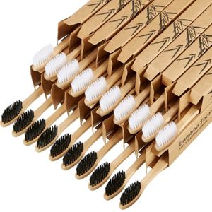 Rainbow Bamboo Tandborste Banister Brush Natural Soft Hair Tooth Brush Eco-Friendly Borstes Oral Cleaning Care Tools20pcs/Pack 231227