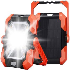 Multi-functional Solar Portable Work Light Power Bank White Warm white Red Light USB Rechargeable Camping Light