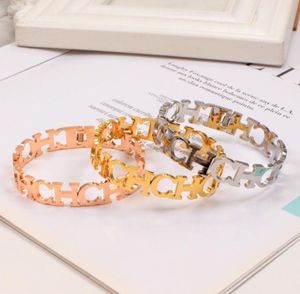 whole bangle CH linked wide edition bracelet titanium steel plated 18K rose gold bracelet manufacturer7056063