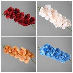 装飾的な花の結婚式の装飾9ヘッドシルクフラワー人工3Dファーエノプシス本物のタッチ植物シミュレーションバタフライ蘭