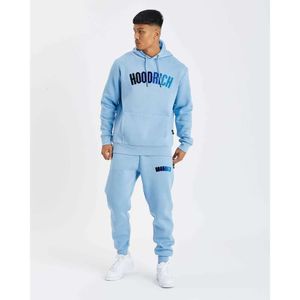 2023 Sports Hoodrich Tracksuit Letter منشفة مطرزة شتاء قميص للرجال للرجال ملونين اللون الأزرق الصلب سترة سترة لوي