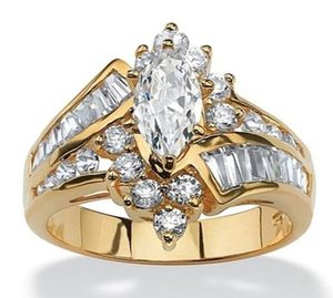 Anello d'oro 18K Luxury White Sapphire Two Tone 925 Sterling Silver Diamond Party Bridal Engagement Anelli da sposa NAGGIO 6137362899