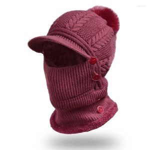 Berets Fleece Lined Thicken Scarf Knitted Hat Fashion Solid Warm Winter For Men Women Ear Warmer Cycling Ski Mask Balaclava Beanies