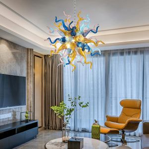 Coiled Tapered Glass Art Deco Chandelier, 81.28 cm Diameter Modern 4 Color Hand Blown Glass Ceiling Pendant Light Fixture for Bedroom, Dining Room, Living Room