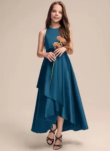 Girl Dresses A-line Halter Floor-Length Chiffon Junior Bridesmaid Dress Real Pictures Flower Party First Communion Gown