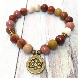 MG0569 8 mm Moonkaite Lotus Mala Yoga Pulseira Moda Feminina Pulseira Espiritual Natural 8 MM Pedras Preciosas Equilíbrio Yoga Bracelet256M