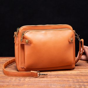 PU Triple Leather Shoulder Bag Women's Leather Crossbody Bag Three-Layer Clutch Bag Off-Crossbody Clutches med justerbar rem