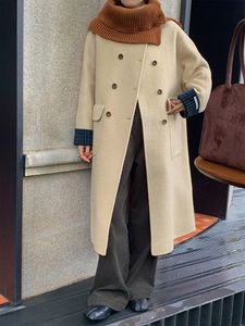 Women's double-sided cashmere coat Women's winter long woolen coat Woolen coat