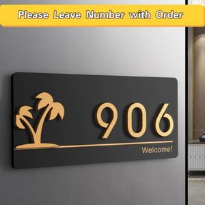 Acrylic Modern Door Plates Shop Sign Customized House Number Family Name Address Letter for Office Home el Flats Apartment 231226
