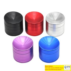 Chromium crusher herb grinders smoke kit 4Parts 50mm CNC Aluminum Alloy Herb Grinder Concave Top Spice ZZ