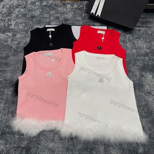 Designer malha colete mulheres tanque de tamnela de camiseta com mangas de malha de malha de moda 4 cor de pullover doce de cor doce