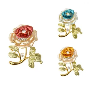 Broscher damer emalj rose blommor broscher bröllop klänning växt smycken kristall strass brosch stift