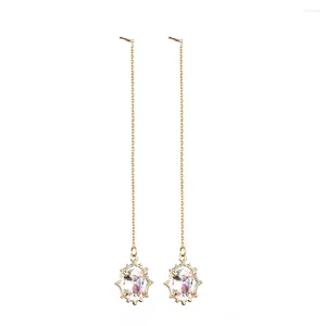 Orecchini pendenti MinaMaMa brillante catena sottile in acciaio inossidabile goccia di cristallo per gioielli di moda da donna
