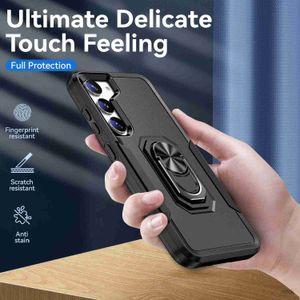 Casos de telefone celular Matte Feeling Metal Ring Cell Phone Case para Samsung Galaxy S23 Ultra S22 Plus 5G S21 FE S20 Forte Capa Protetora Dura