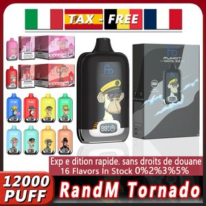 Sigaretta elettronica usa e getta originale RandM Tornado 12000 puff 12K concentrazione 0% 2% 3% 5% 16 gusti 20 ml Batteria da 500 mAh Penna per sigaretta elettronica con bobina a rete preriempita