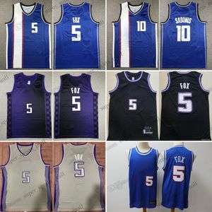 2023-24 New City Basketball Jerseys 5 De'Aaron 10 Domantas Fox Sabonis Costurado Branco Vermelho Jersey Homens S-XXXL