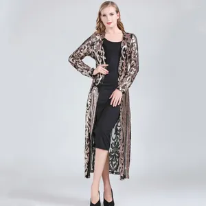 レディースジャケットファッションスパンコールロングジャケット女性贅沢カーディガンコートレディース衣装エレガントな女性カサコフェミニーノアウターウェア