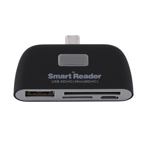 Lettori Freeshipping 4 in1 OTG / TF / SD Mini Smart Card Reader Adattatore Porta interfaccia Micro USB per telefono Bianco