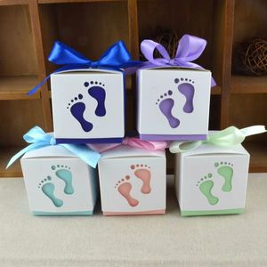 20/50/100 pezzi Baby Foot Candy Box Baby Shower Paper Borse Footprints Gift Box 231227