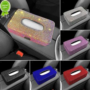 Decorations New Luxury Rhinestone Car Tissue Box Holder Blocktype Tissue Box for Center Console Armrest Box Seat Back Bling Car Accessories