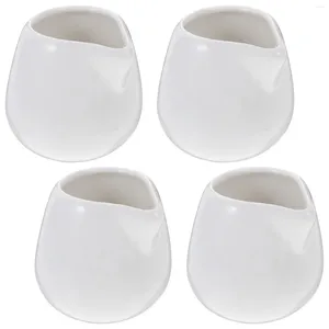 Louça 4 Pcs Handleless Creami Creamer Recipiente Jarro Reutilizável Café Creamers Cerâmica Branco Pequeno Leite Materno para Restaurante