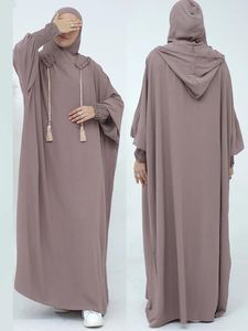 Abbigliamento etnico Eid Abito musulmano per le donne Abaya Marocco Ramadan Jilbab Abiti da preghiera con cappuccio Vestido Kaftan Islam Dubai Arab Long Robe 2024