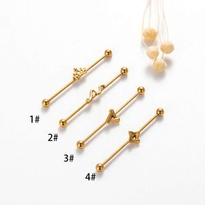 Gerade chirurgische Edelstahl Industrielle Langhantel Helix Ohrstange Knorpel Knorpel Ohrring Stud Bling1.2mm Doppelkopfschraube Stange Kronen Bridgel Piercing Body Schmuck Schmuck