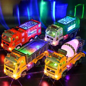 Electric Fire Truck Kinderspielzeug mit hellen blinkenden 4D -Lichtern echte Sirenen Klänge Beulen und GO Firetruck Motor für Jungen 231227