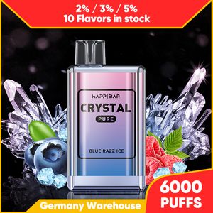 Wholesale 1500Mah 6000 Puff Nicotine Salt Crystal Vape Bar Disposable Vaporizer Fast Shipping