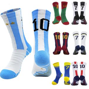 Blå gult nummer 10# 7# Barnfotboll Socks Men's Football Sports Short Socks Outdoor Running Fast-Torking Breattable Non-Slip 231227