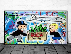 Alec Graffiti Monopoly Millionaire Money Street Art Canvas Prints Painting Wall Art Pictures for Living Room Home Decoration Cuadr6971263