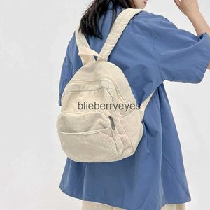 Backpack Style Corduroy Mini ltiple Pockets School Bag ic Solid Color Shoulder S/M/L Soft Unisex Female Comter Travelblieberryeyes