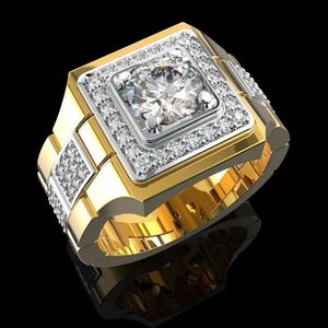 14 K Altın Beyaz Elmas Yüzük Erkekler Moda Bijoux Femme Mücevherat Doğal Taşlar Bague Homme 2 Karatlar Elmas Yüzük Erkekler 2106224v