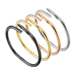 Designer pulseira pulseira de ouro unhas para mulheres masculino liga de aço inoxidável braçadeira banhado a ouro prata rosa jóias diamante pulseira