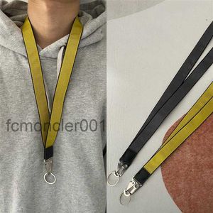 Industrial Lanyard Long Keychain Yellow Nylon Strap Halter Fashion Bagage Pendant Unisex Brand Designer Carved Alloy Buckle D301G B6LO