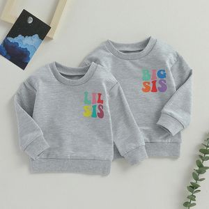 Big Sis Little Sweatshirts مطابقة ملابس Toddler Girls رسالة ملونة طباعة الأطفال القمم غير الرسمية 231227