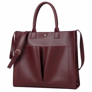 Pu Leder Laptop Tasche Einfache Handtaschen Berühmte Marken Frauen Schulter Tasche Casual Große Tote Vintage Damen Umhängetaschen 220401