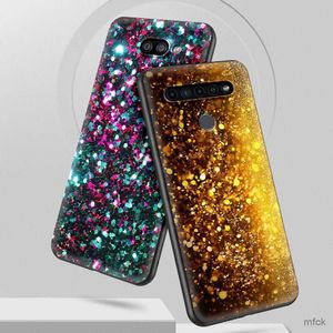 Mobiltelefonfodral guldrosa glittertryck mobiltelefoner omslag för LG K41S K61 G6 K50 G7 K50S K40S K71 K40 K42 K52 G8 Mobiltelefonfodral Coque Coque