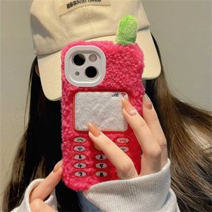 Casos de telefone celular coreano bonito 3D desenho animado celular de pelúcia capa de telefone para iPhone 15 14 13 12 Pro Max 11 engraçado elegante à prova de choque capa traseira macia